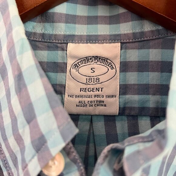 Brooks Brothers Blue Plaid Button Down Short Sleeve Shirt | Size Small - Picture 3 of 5